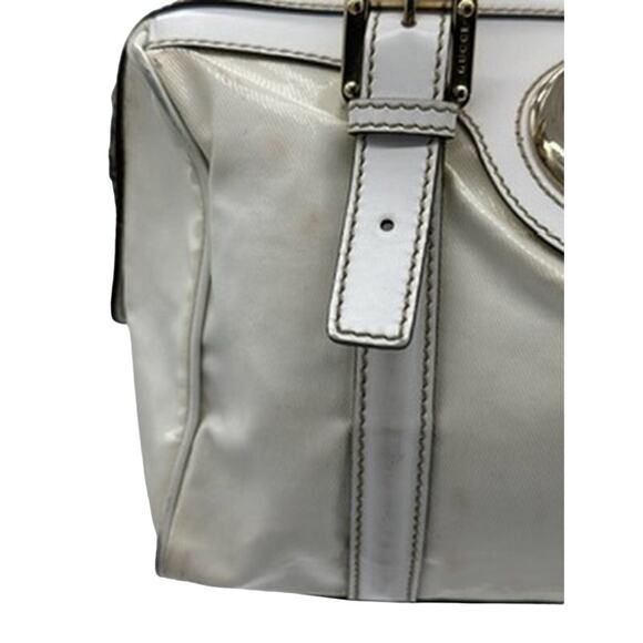 Gucci Web Britt Dialux Cream Leather Boston Bag*GG LOGO*Red Green Stripes! - Picture 2 of 16